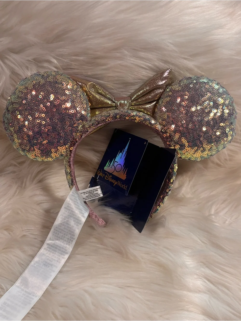 New Disney World 50th Anniversary Celebration Minnie Ears Iridescent Headband